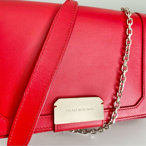 Stuart Weitzman NIB Red Leather Chain Crossbody - Picture 3 of 14